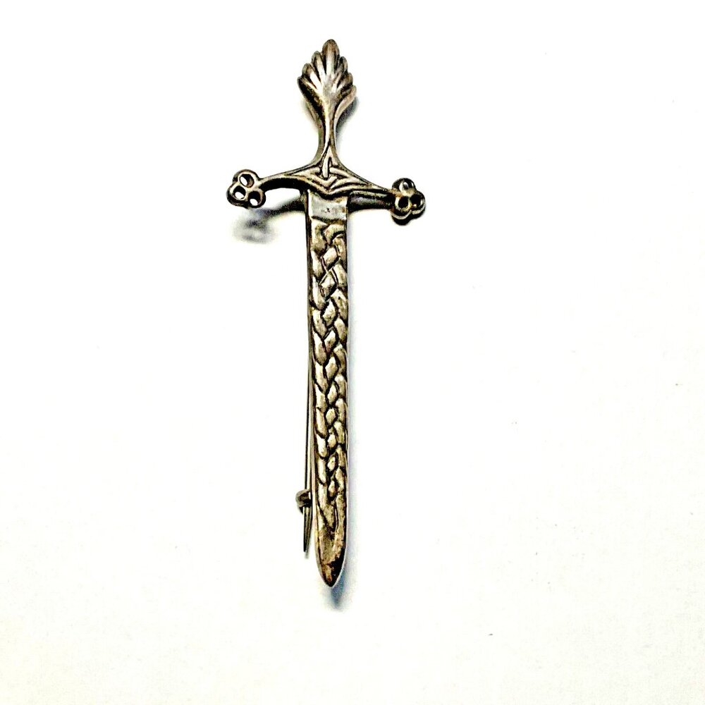 Scottish Celtic Sterling Silver Dagger Sword Kilt Pin Medlock & Craik M & C